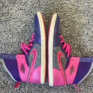 Nike Retro Air Jordan girls high top slip on pink purple 5Y shoes